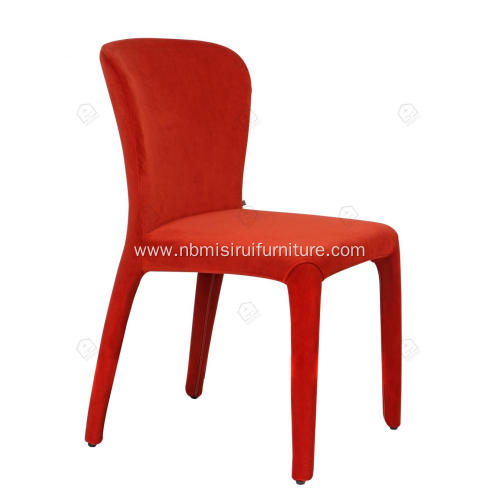 Italian minimalist red leather armrest dining chairs